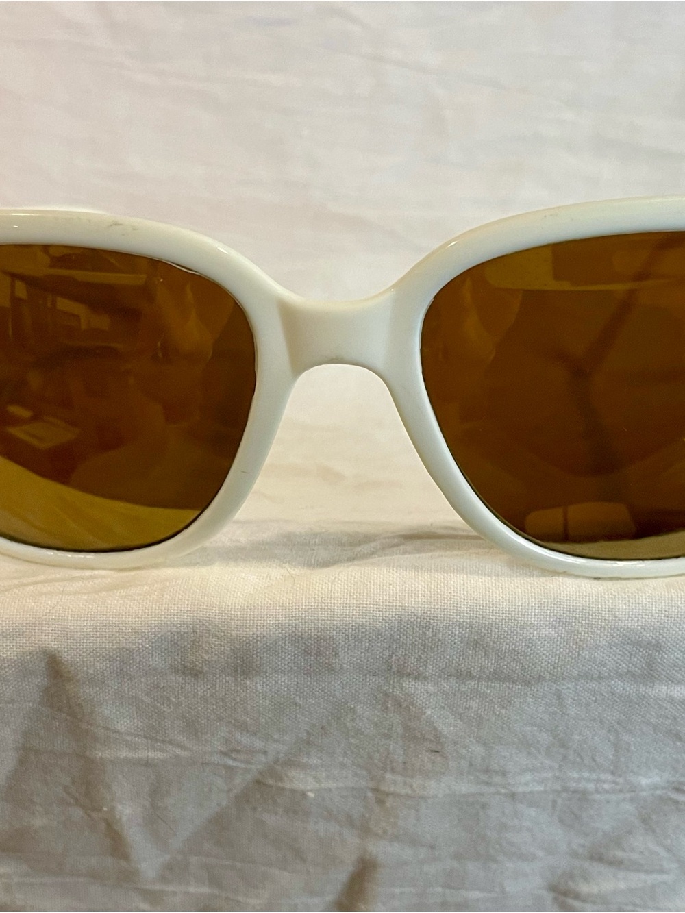 L.L.Bean Bolle White Sunglasses Brown Acrylex Lenses Retro Sport Y2K